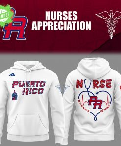 Puerto Rico Baseball Nurse Appreciation White Hoodie – 2025 Limited Edition