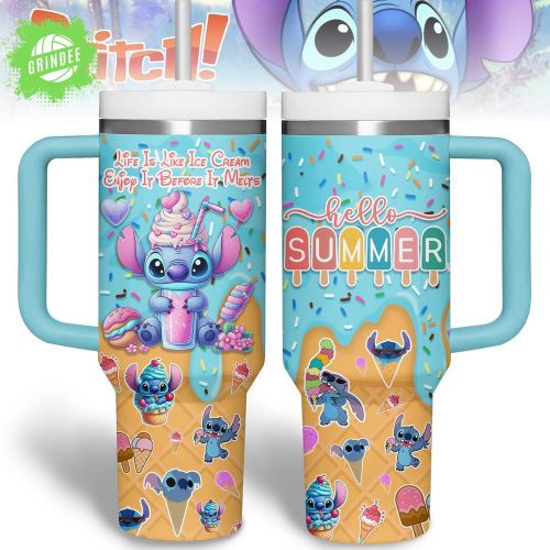 Stitch Ice Cream Summer Tumbler – Cute Cartoon Mug With Handle