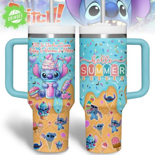 Stitch Ice Cream Summer Tumbler – Cute Cartoon Mug With Handle