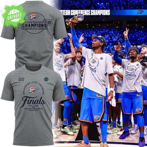 THUNDER 2025 WESTERN CONFERENCE FINALS CHAMPIONS LOCKER ROOM T-SHIRT