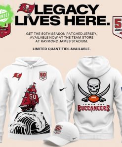 Tampa Bay Buccaneers Celebrate the legacy of 50 Seasons Hoodie 2025 White