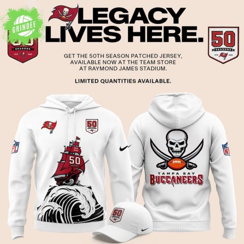 Tampa Bay Buccaneers Celebrate the legacy of 50 Seasons Hoodie 2025 White