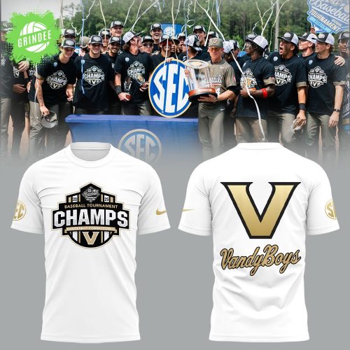 Vanderbilt Baseball x 2025 SEC BASEBALL TOURNAMENT CHAMPS White TShirt