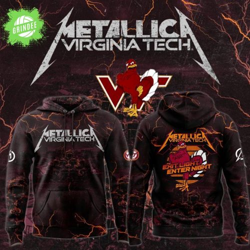 Virginia Tech Football x Metallica Hoodie 2025 – Music Fan Edition