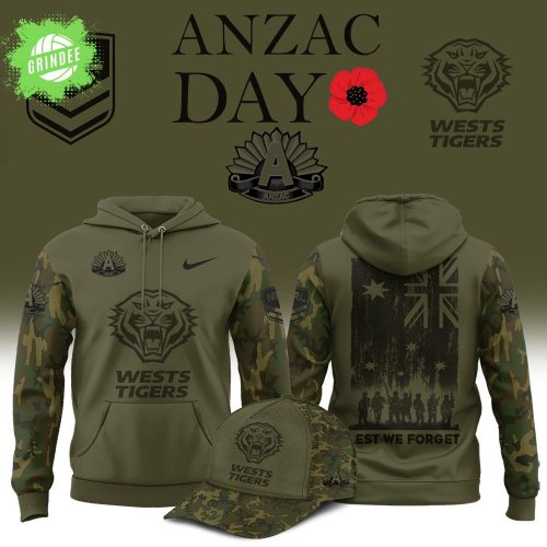 Wests Tigers 2025 ANZAC Day Tribute Rugby Jersey