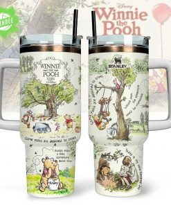 Winnie The Pooh Custom Stanley Quencher 40oz Stainless Steel Tumbler With Handle