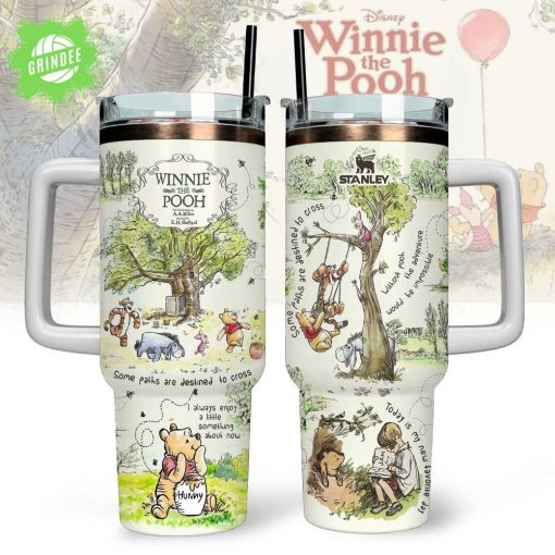 Winnie The Pooh Custom Stanley Quencher 40oz Stainless Steel Tumbler With Handle