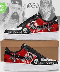$uicideboy$ Red Flame Air Force 1 Sneakers – Gothic Skull Rap Edition