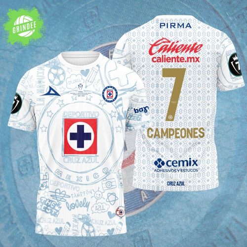 Cruz Azul Football Campeones Concacaf Champions Cup Torneo 2025 3D Tshirt
