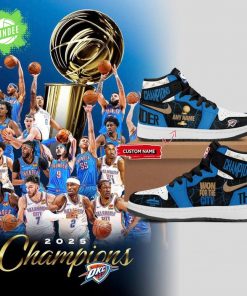 Limited Edition OKC THUNDER 2025 NBA CHAMPIONS AJ1 Nike CusTom Name Sneaker