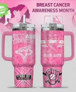 Blue Jays Breast Cancer Awareness Tumbler With Handle