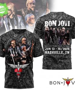 Bon Jovi Nashville 2025 Tour Shirt – Rock Band Graphic Tee for Concert Fans