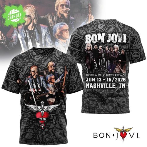 Bon Jovi Nashville 2025 Tour Shirt – Rock Band Graphic Tee for Concert Fans