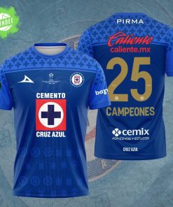 Cruz Azul Football Campeones Concacaf Champions Cup Torneo 2025 3D Tshirt
