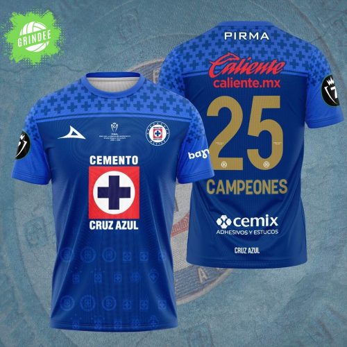 Cruz Azul Football Campeones Concacaf Champions Cup Torneo 2025 3D Tshirt
