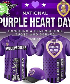 Fayetteville Woodpeckers x Purple Heart Day Baseball Jersey