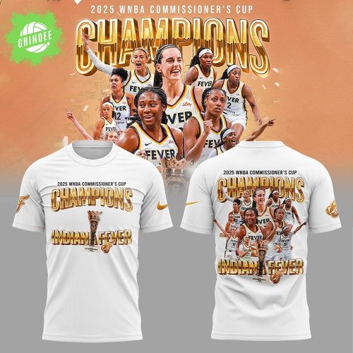Limited Edition Indiana Fever 2025 WNBA Commissioner’s Cup Champions White Shirt