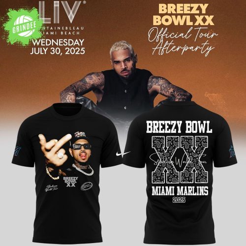 Limited Edition Miami Marlins x Chris Brown·Breezy Bowl XX 2025 Tshirt