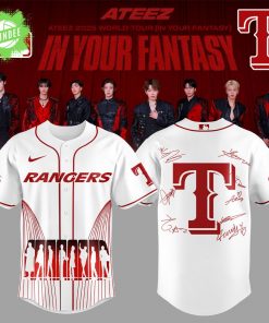 Limited Edition Texas Rangers ATEEZ World Tour Signature White Jersey