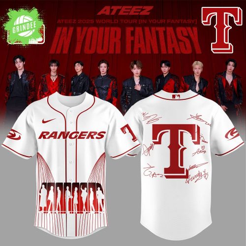 Limited Edition Texas Rangers ATEEZ World Tour Signature White Jersey