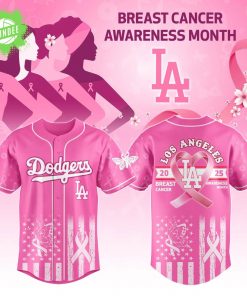 Los Angeles Dodgers x Breast Cancer Awareness Month-3D Baseball Jersey