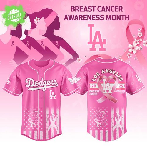 Los Angeles Dodgers x Breast Cancer Awareness Month-3D Baseball Jersey