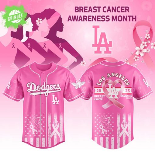 Los Angeles Dodgers x Breast Cancer Awareness Month-3D Baseball Jersey