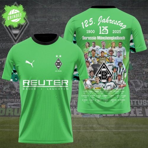 New Limited Edition Borussia Mönchengladbach 125TH YEARS 3D T-Shirt