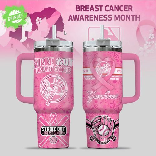 Ny Yankees Breast Cancer Awareness Tumbler With Handle