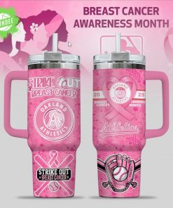 Oakland Athletics Breast Cancer Awareness Tumbler With Handle