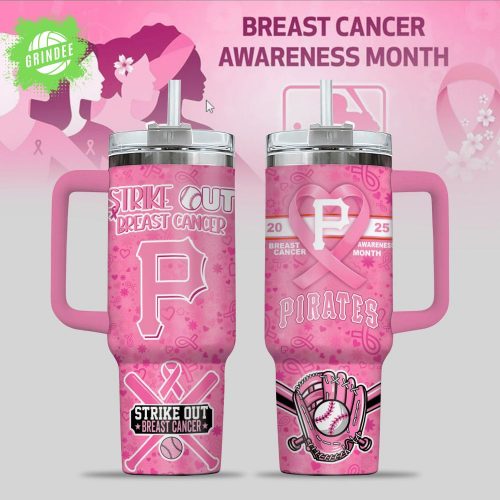 Pirates Breast Cancer Awareness Tumbler With Handle