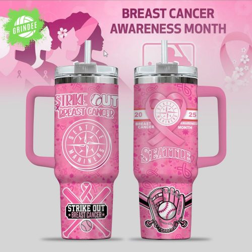Seattle Mariners Breast Cancer Awareness Tumbler With Handle