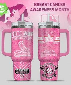 St. Louis Cardinals Breast Cancer Awareness Tumbler With Handle