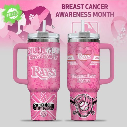Tampa Bay Rays Breast Cancer Awareness Tumbler With Handle