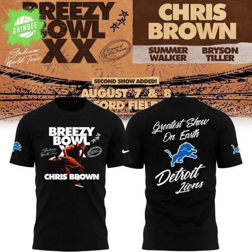 VIP.New Edition Detroit Lions x Chris Brown·Breezy Bowl XX 2025 Tshirt