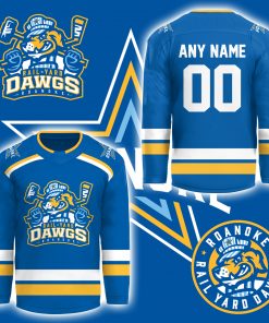 Roanoke Rail Yard Dawgs New Logo Custom Blue Jersey