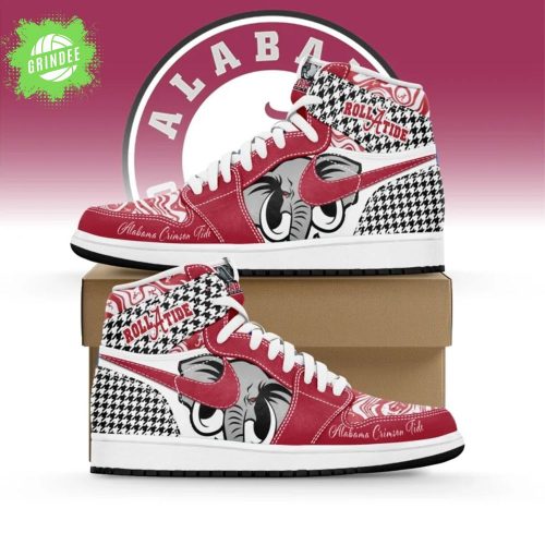 Alabama Crimson Tide AJ1 High Sneakers Shoes For Men And Women