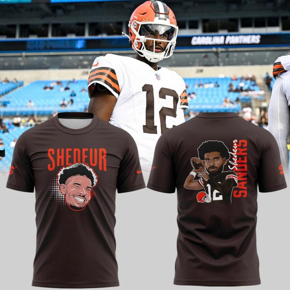 Special New Shedeur Sanders Brown Cleveland Browns Graphic Player T-Shirt