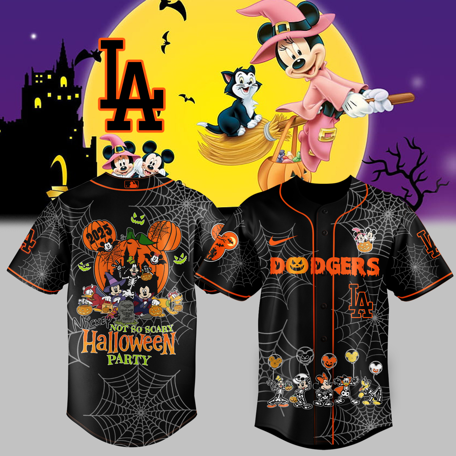 LA Dodgers _ Mickey and Friend Halloween Black Jersey LA Dodgers _ Mickey and Friend Halloween Black Jersey