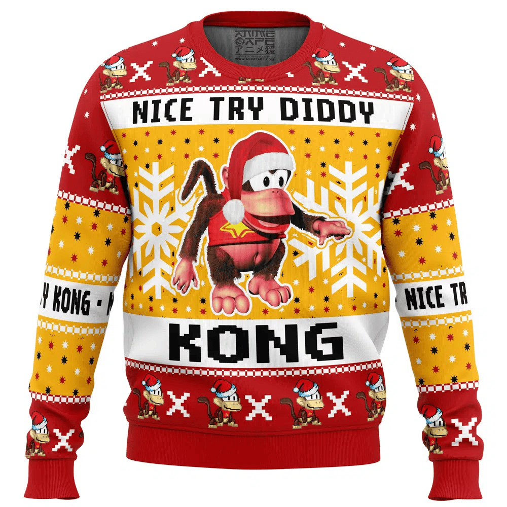 Nice Try Diddy Kong Meme Donkey Kong Ugly Christmas Sweater Nice Try Diddy Kong Meme Donkey Kong Ugly Christmas Sweater