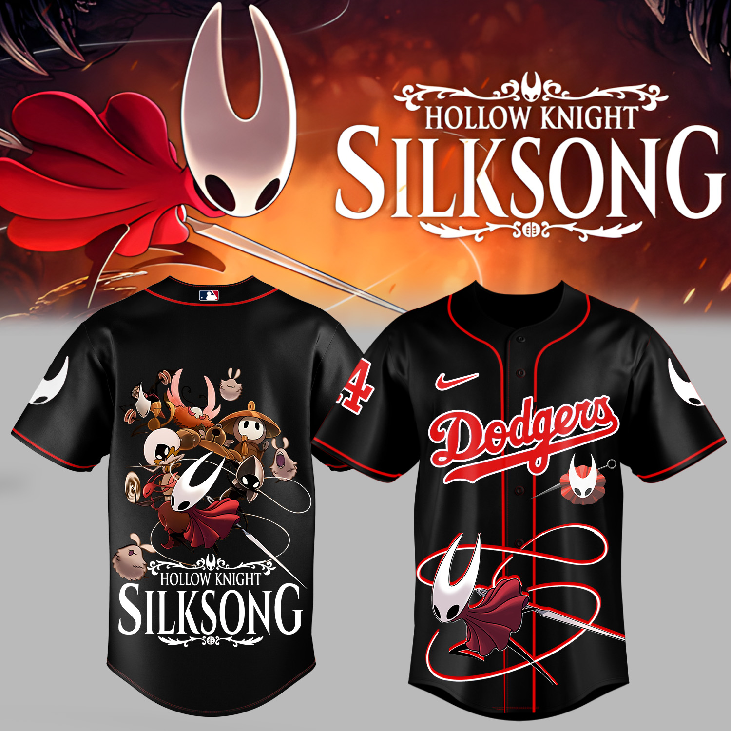 LA Dodgers _ Hollow Knight: Silksong Black Jersey LA Dodgers _ Hollow Knight: Silksong Black Jersey