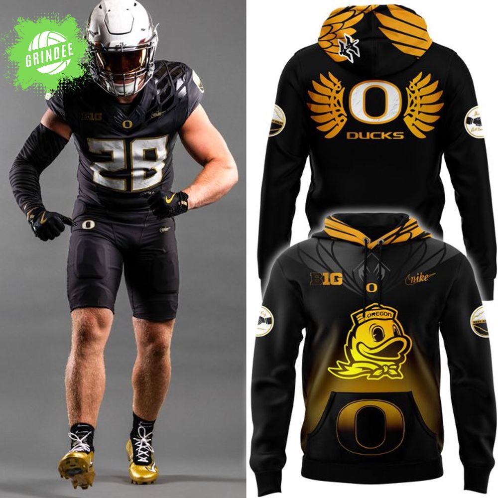 Men's Nike Black & Gold Oregon Football Shoe Duck Hoodie (Special Edition) Men's Nike Black & Gold Oregon Football Shoe Duck Hoodie (Special Edition)