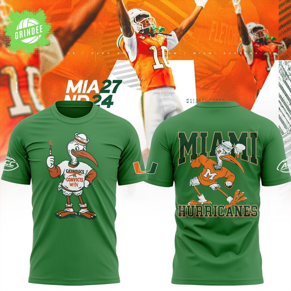 Miami Hurricanes Football 2025 Catholics vs Convicts Game T-shirt Miami Hurricanes Football 2025 Catholics vs Convicts Game T-shirt