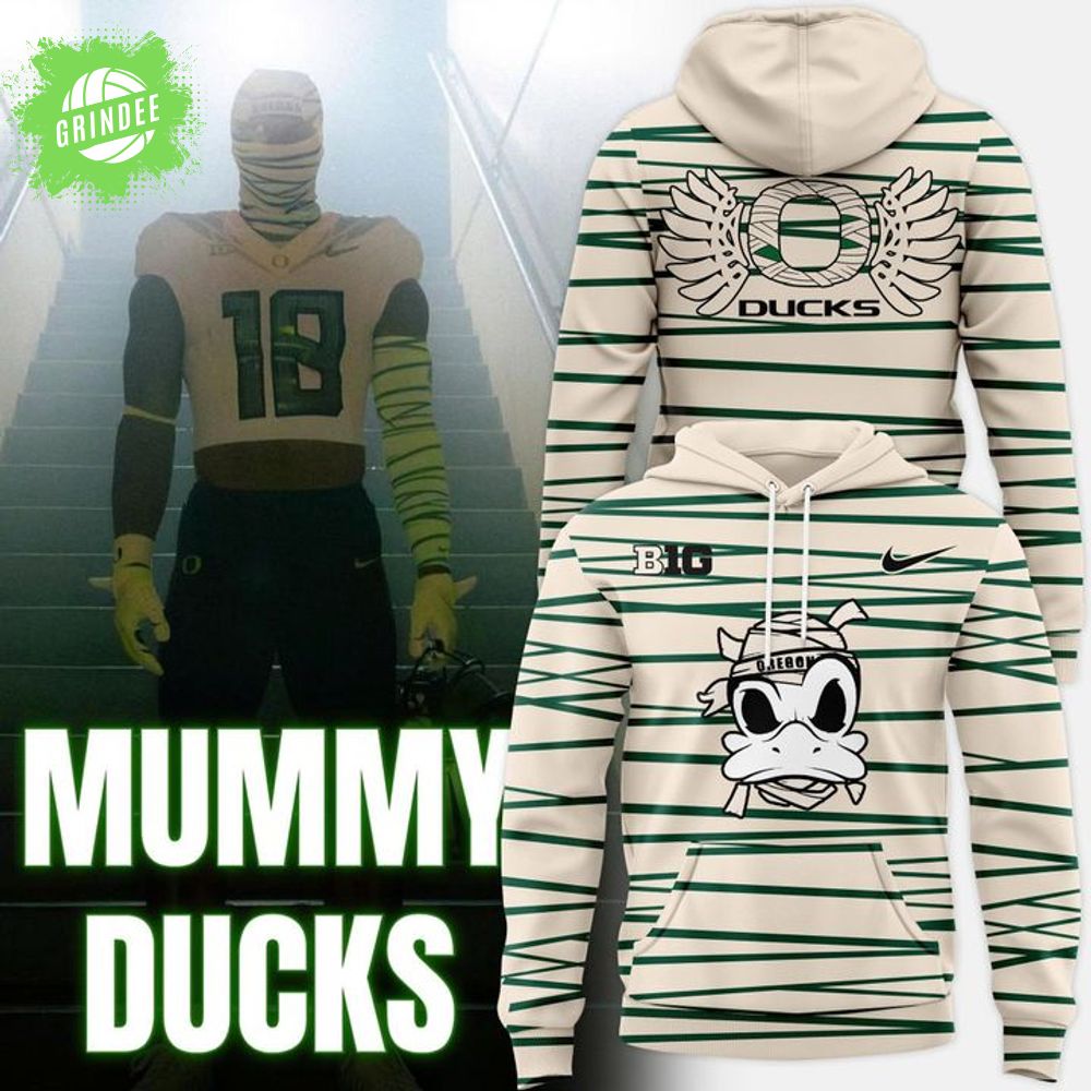 Oregon Ducks Mummy Mode White Hoodie 2025 Oregon Ducks Mummy Mode White Hoodie 2025
