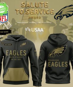Philadelphia Eagles Salute to Service Sideline 2025 Hoodie Custom NAME