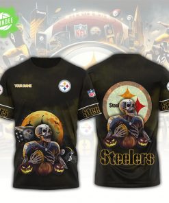Pittsburgh Steelers Halloween T-Shirt – Skull Pumpkin Football Tee for Fans