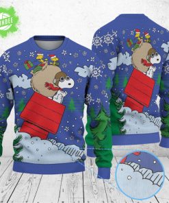 Snoopy & Woodstock In Red Baron Gear Christmas Knitted Sweater