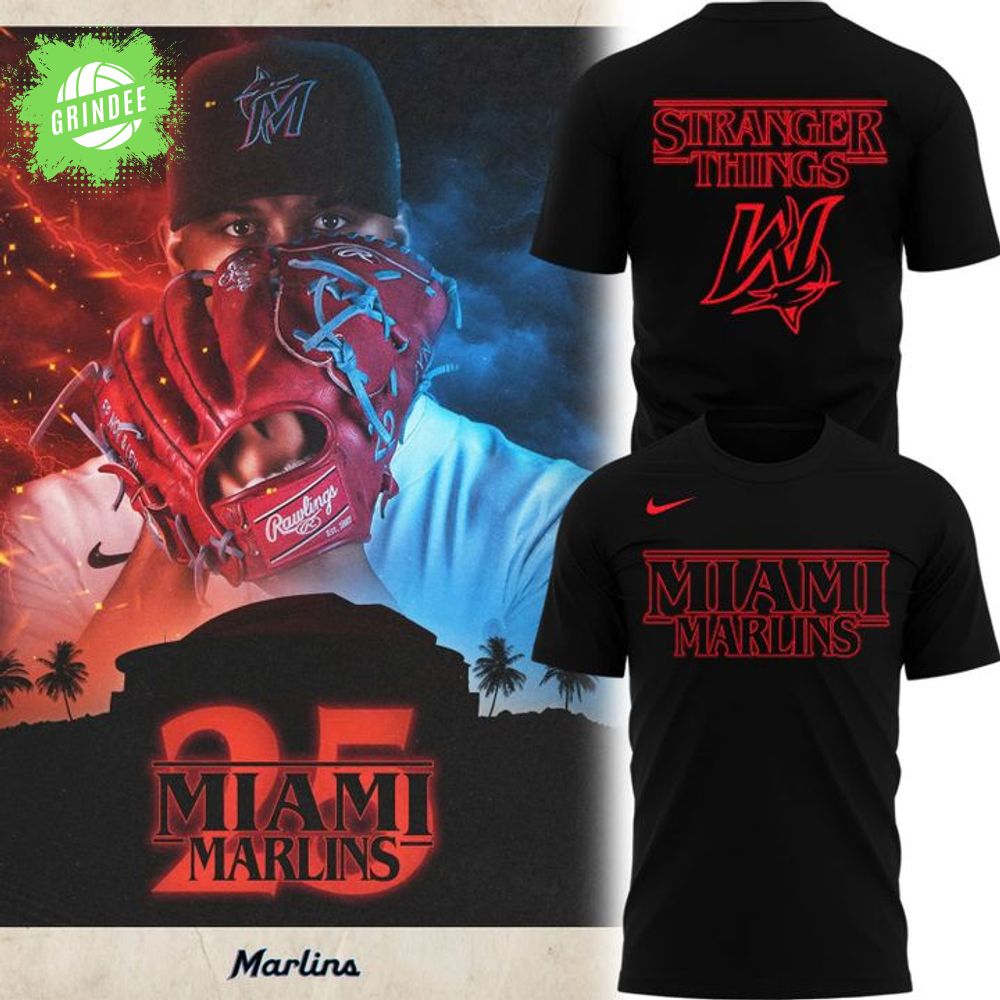 Special New Stranger Things Miami Marlins Logo T-Shirt Special New Stranger Things Miami Marlins Logo T-Shirt