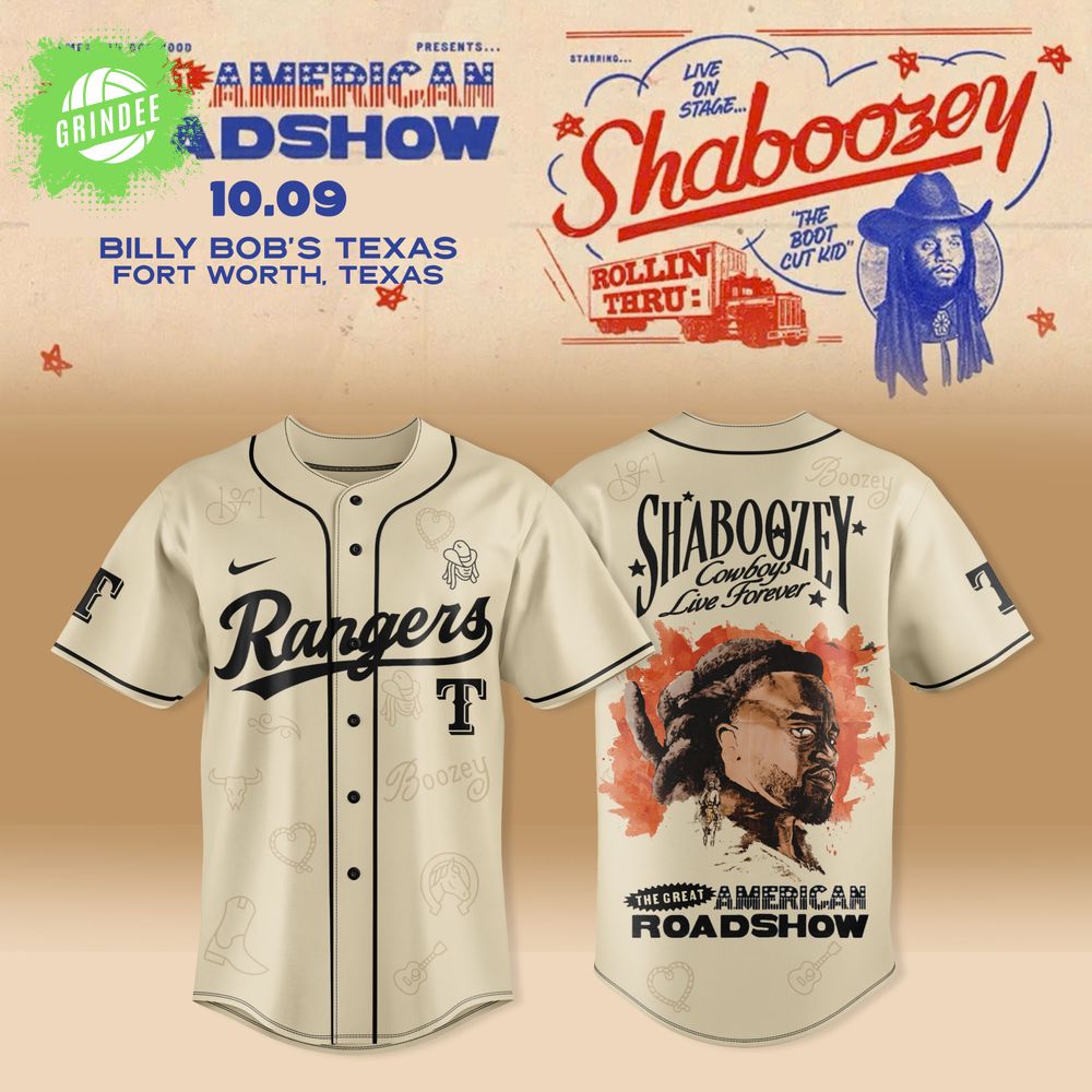 Texas Rangers X Shaboozey – The Great American Roadshow 2025 Merch Texas Rangers X Shaboozey – The Great American Roadshow 2025 Merch