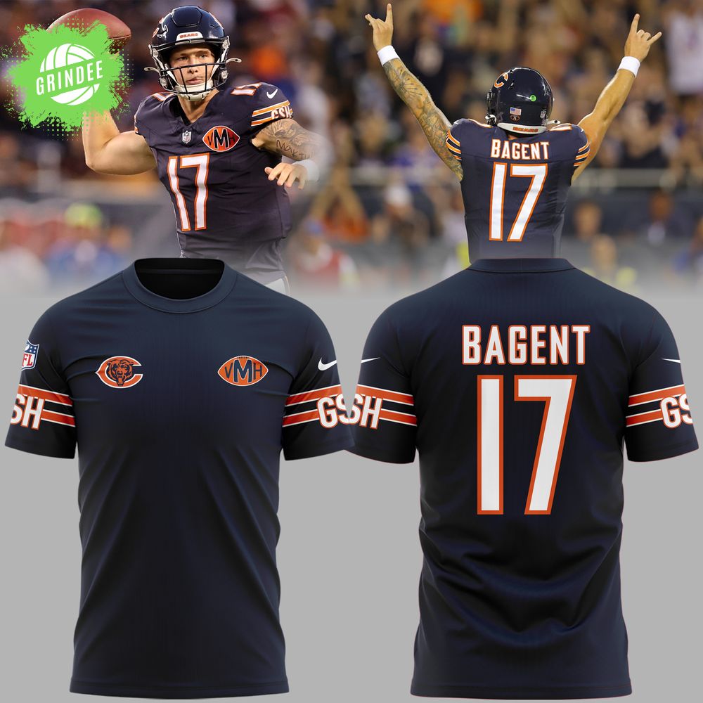 Tyson Bagent Number 17 Chicago Bears NFL Tshirt Tyson Bagent Number 17 Chicago Bears NFL Tshirt